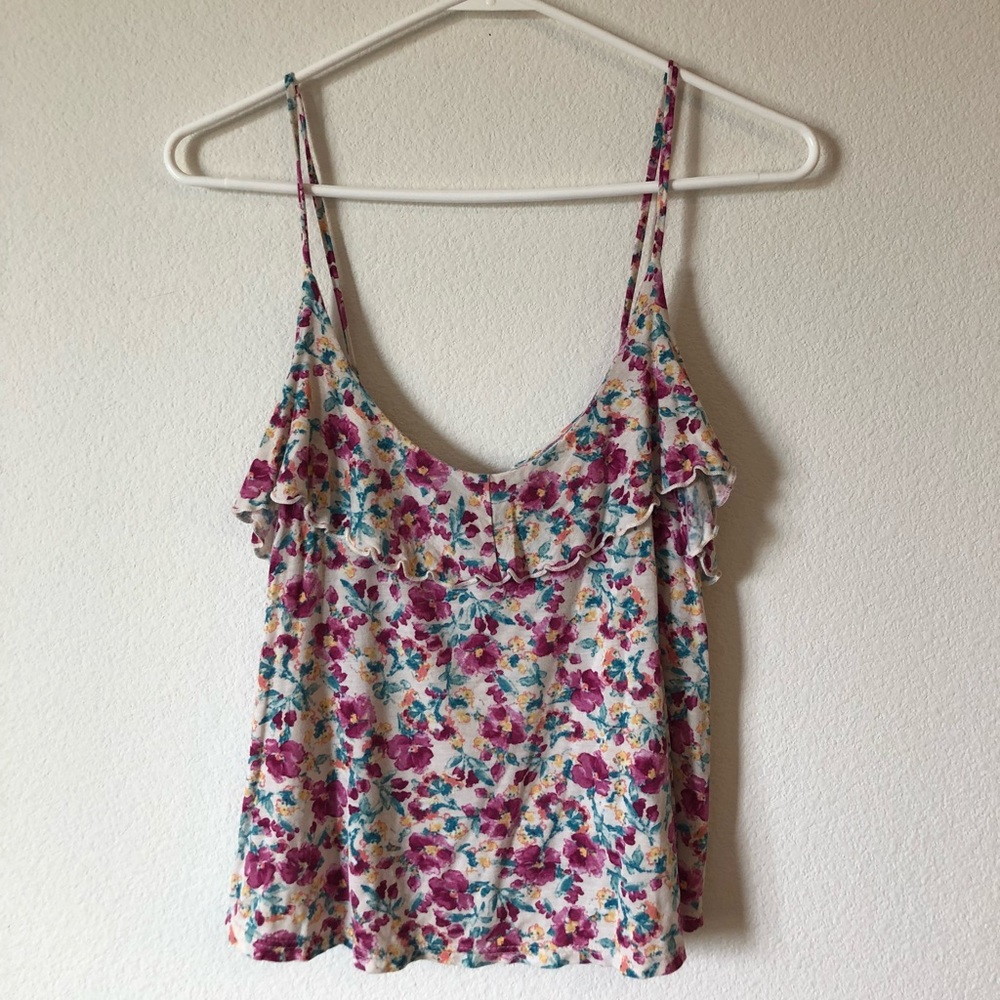 Floral, tie back tank
